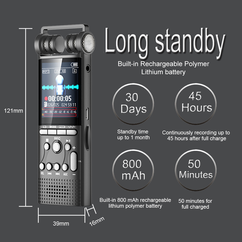 Professional 8GB 1536kbps Multi-function USB LCD Digital Voice Recorder Support MP3 Player Dictaphone