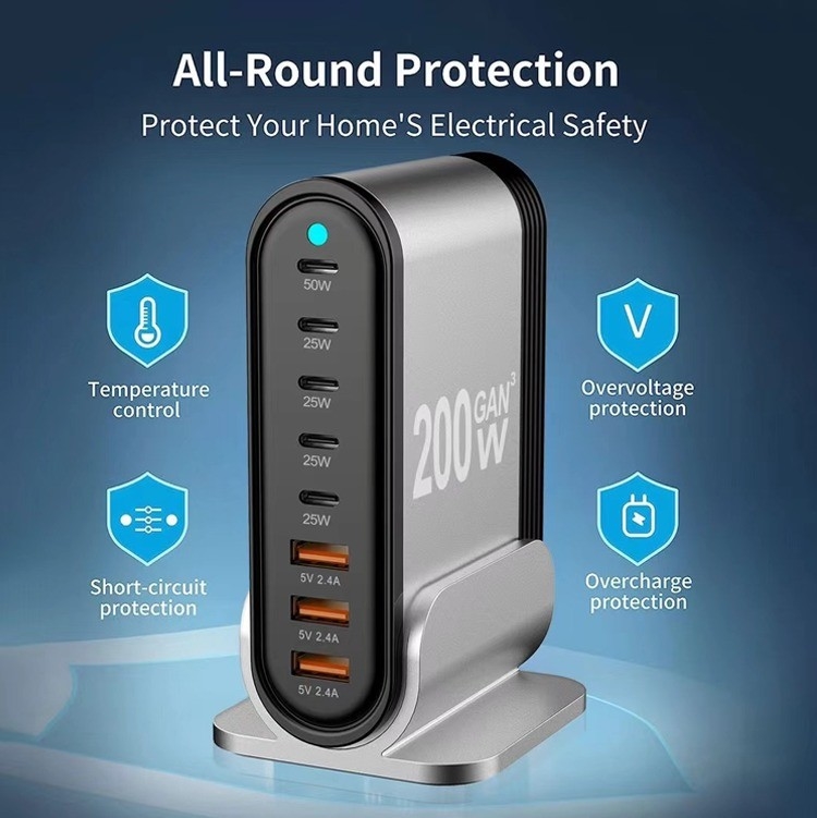 XZH Pd 200w 65w Best Multi Port Usb Wall Charger Oem Pps Charger for Cellphone Fast Smart Charging