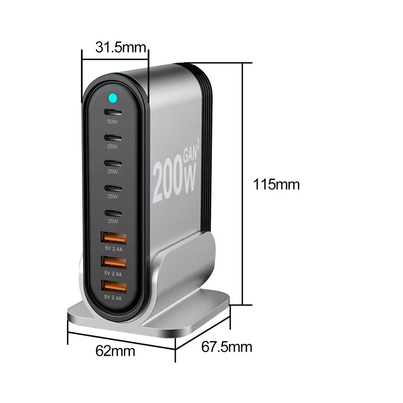 XZH Pd 200w 65w Best Multi Port Usb Wall Charger Oem Pps Charger for Cellphone Fast Smart Charging