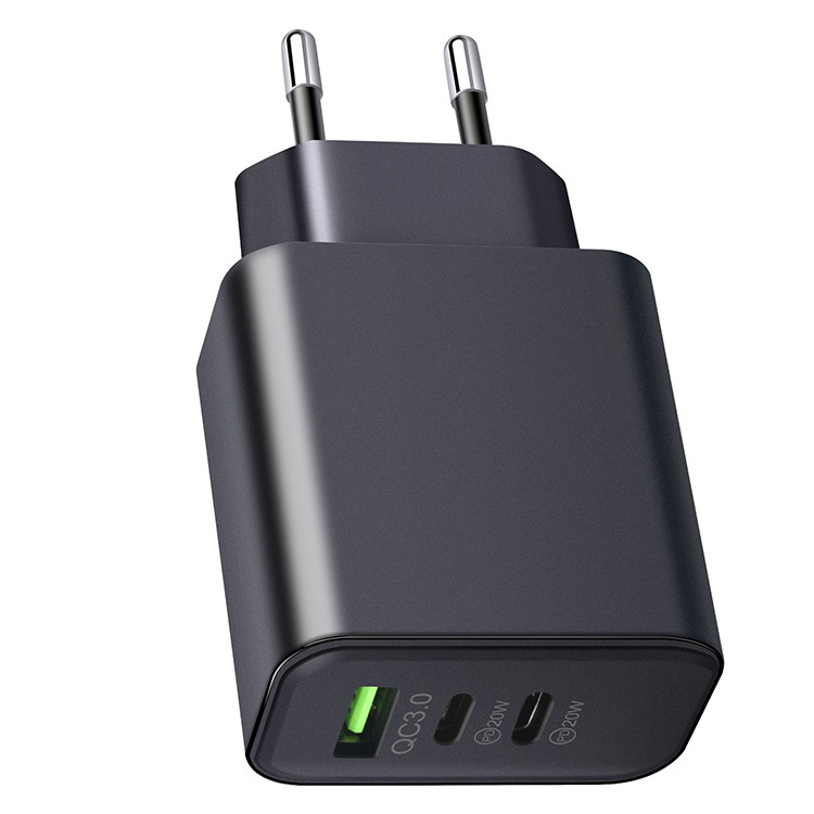 40W 3 Port Fast Charging USB C Wall Charger Dual USBC Power Adapter QC Wall Plug Multiport Brick Type C Block